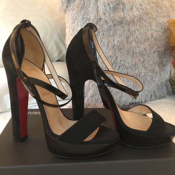louboutin black strappy heels